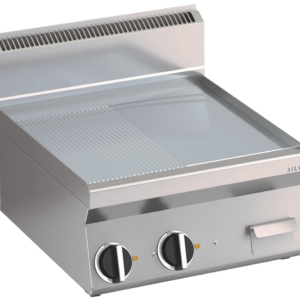 Elektro Grillplatte gerillt-glatt hartverchromt mit 2 Heizzonen Tischgerät