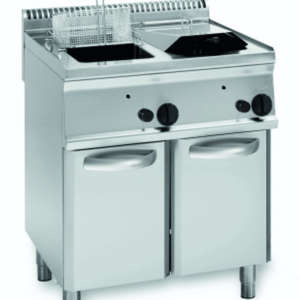Gas-Fritteuse 2 Becken 2x 14 Liter Standgerät