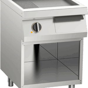 Elektro-Grillplatte geteilt aus Edelstahl 7,5kW mit 2 Heizzonen offener Unterbau