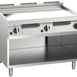 Elektro-Grillplatte glatt verchromt 16,2kW 3 Heizzonen offener Unterbau