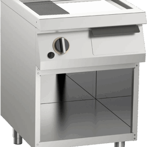 Gas-Grillplatte geteilt verchromt 7,5kW mit 2 Heizzonen offener Unterbau