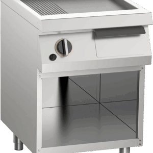 Gas-Grillplatte glatt aus Edelstahl 9kW mit 1 Heizzone offener Unterbau