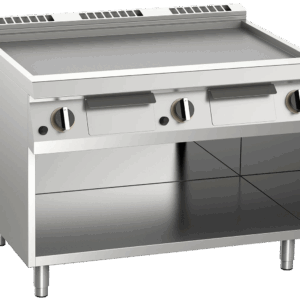 Elektro-Grillplatte glatt aus Edelstahl 22,5KW mit 3 Heizzonen offener Unterbau