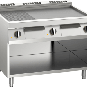 Elektro-Grillplatte geteilt aus Edelstahl 22,5KW mit 3 Heizzonen offener Unterbau