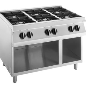Gas-Kochfläche 6 Brenner 42 kW, offener Unterbau