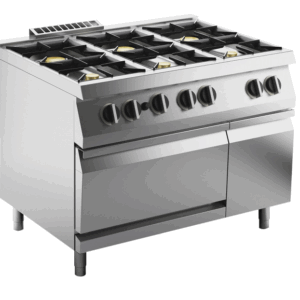 Gas-Herd 6 Brenner 50 kW mit Gas-Ofen 8kW