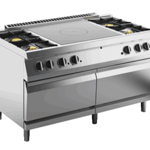 Gas-Herd 4 Brenner + 1 Glühplatte 60kW mit 2 Gas-Öfen je 8kW