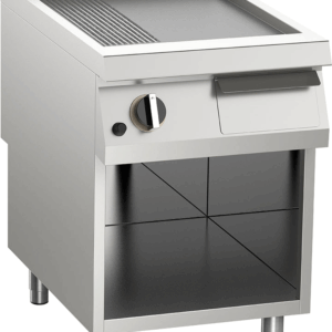 Gas-Grillplatte geteilt aus Edelstahl 14kW mit 2 Heizzonen offener Unterbau