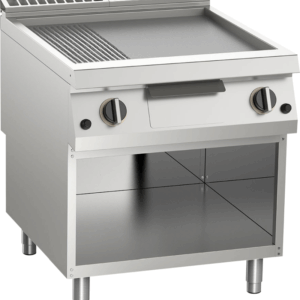 Gas-Grillplatte geteilt aus Edelstahl 21kW mit 2 Heizzonen offener Unterbau