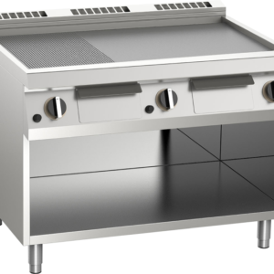 Gas-Grillplatte geteilt aus Edelstahl 31,5 kW mit 3 Heizzonen offener Unterbau