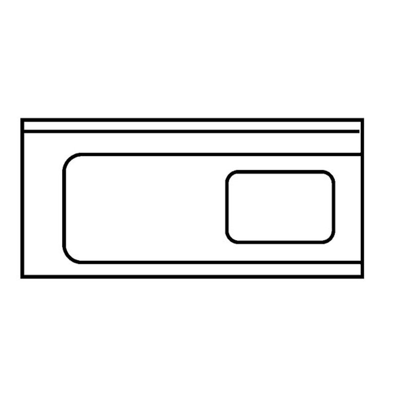 Zulauftisch 1 Becken Anbau links ohne Grundboden mit Aufkantung