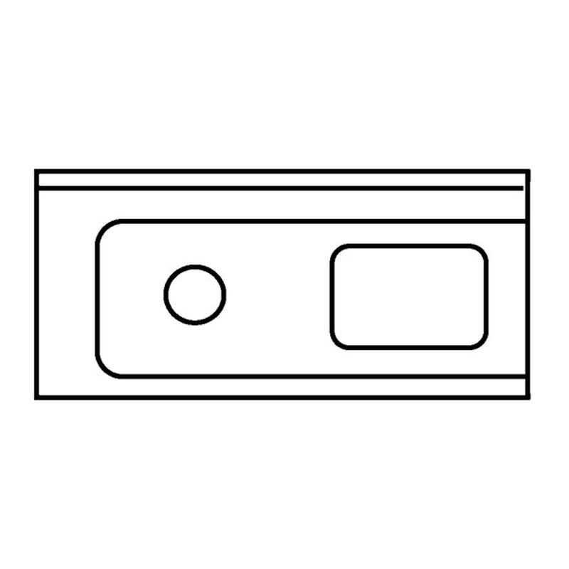 Zulauftisch 1 Becken Anbau links mit Abfallloch ohne Grundboden mit Aufkantung