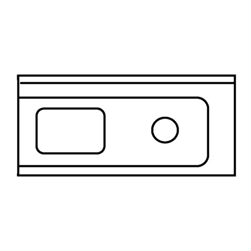 Zulauftisch 1 Becken Anbau rechts mit Abfallloch ohne Grundboden mit Aufkantung