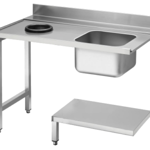 Zulauftisch Becken rechts, mit Abfallloch Breite 120cm und Grundboden