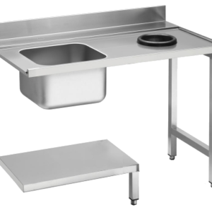 Zulauftisch Becken links, mit Abfallloch Breite 120cm und Grundboden