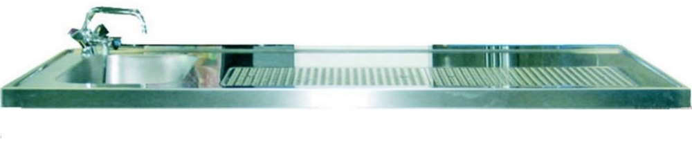 Schanktischabdeckung 1600x750mm mit Wulstrand 1 Becken links