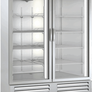 Edelstahlkühlschrank mit Glastüren KU 1300 G