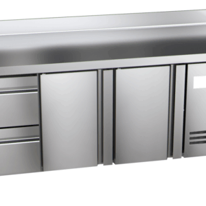 Kühltisch Ready KT3002 mit Arbeitsplatte, Aufkantung 2 Türen 2 halbe Schubladen
