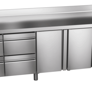 Kühltisch Ready KT4004 mit Arbeitsplatte, Aufkantung 2 Türen 4 halbe Schublade