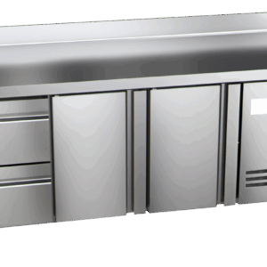 Kühltisch Ready KT3612 mit Arbeitsplatte, Aufkantung 2 Türen, 2 halbe Schubladen