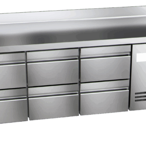 Kühltisch Ready KT3616 mit Arbeitsplatte, Aufkantung 6 halbe Schubladen