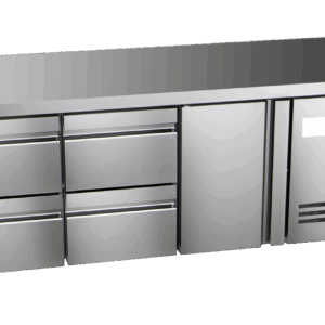 Kühltisch Ready KT3104 mit Arbeitsplatte 1 Tür 4 halbe Schubladen