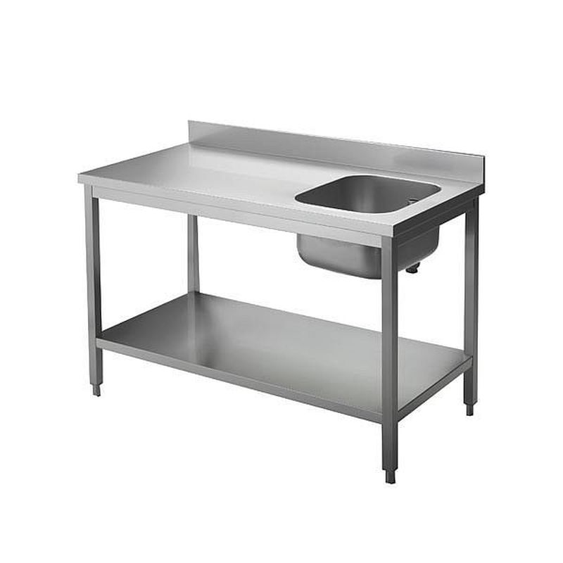 Chef-Tisch mit Aufkantung B 120cm-Becken links