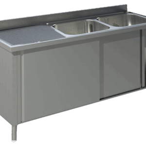 Spülschrank mit Schiebetüren B 180cm - Becken rechts