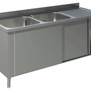 Spülschrank mit Schiebetüren B 200cm - Becken links