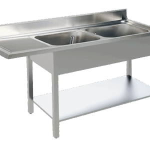 Spülcenter B 160cm - 2 Becken rechts - mit glatter Ablagefläche