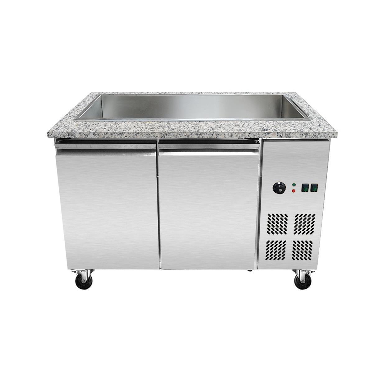SNACK-Line Bain-Marie Theke 3x GN1/1, Granit Star Galaxy schwarz, 123x82x85,5 Glasaufbau Klarglas ohne Zwischenablage, H=396mm