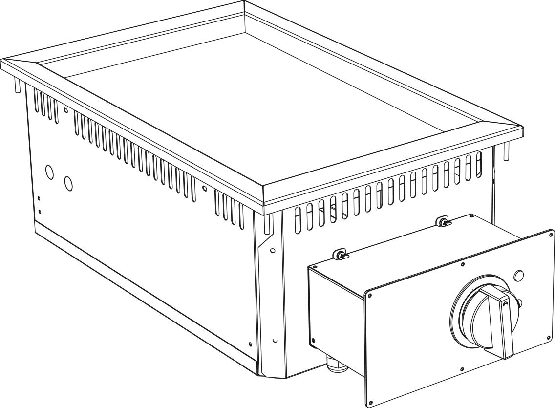 Elektro Grillplatte Grillfläche gerillt verchromt Drop In 700 Breite 400mm