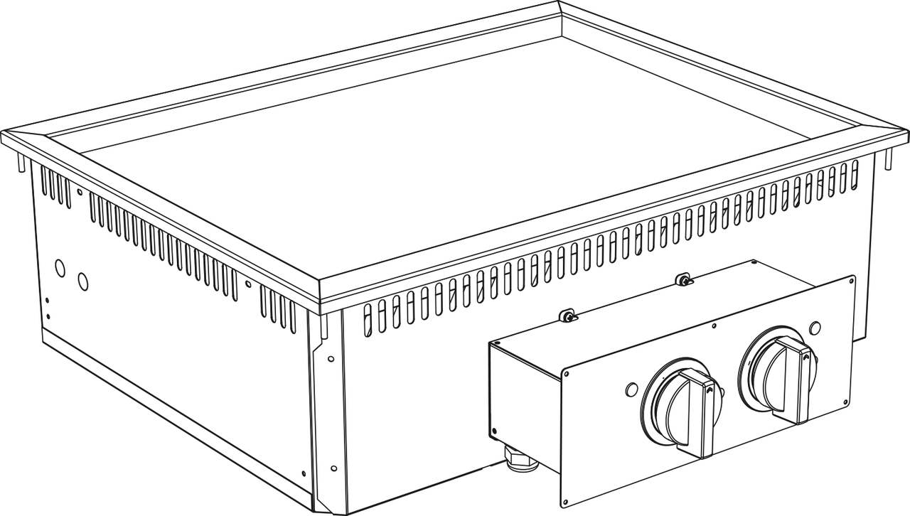 Elektro Grillplatte Grillfläche gerillt verchromt Drop In 700 Breite 800mm
