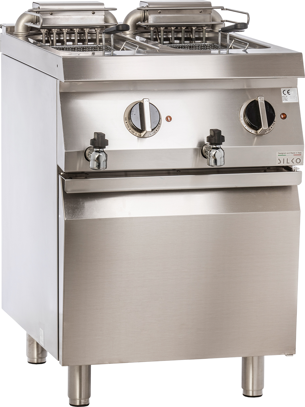 Elektro-Fritteuse 2 Becken je 10 Liter Standgerät 18kW Klappheizung