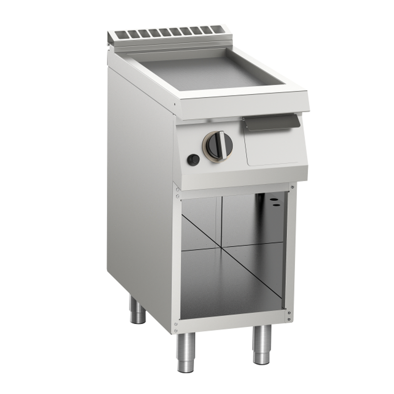 Gas-Grillplatte glatt aus Edelstahl 10,5 kW mit 1 Heizzone offener Unterbau