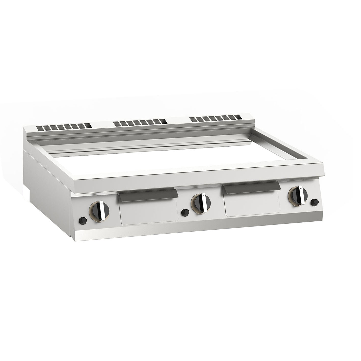 Gas-Grillplatte glatt verchromt 21kW mit 3 Heizzonen, Auftischgerät