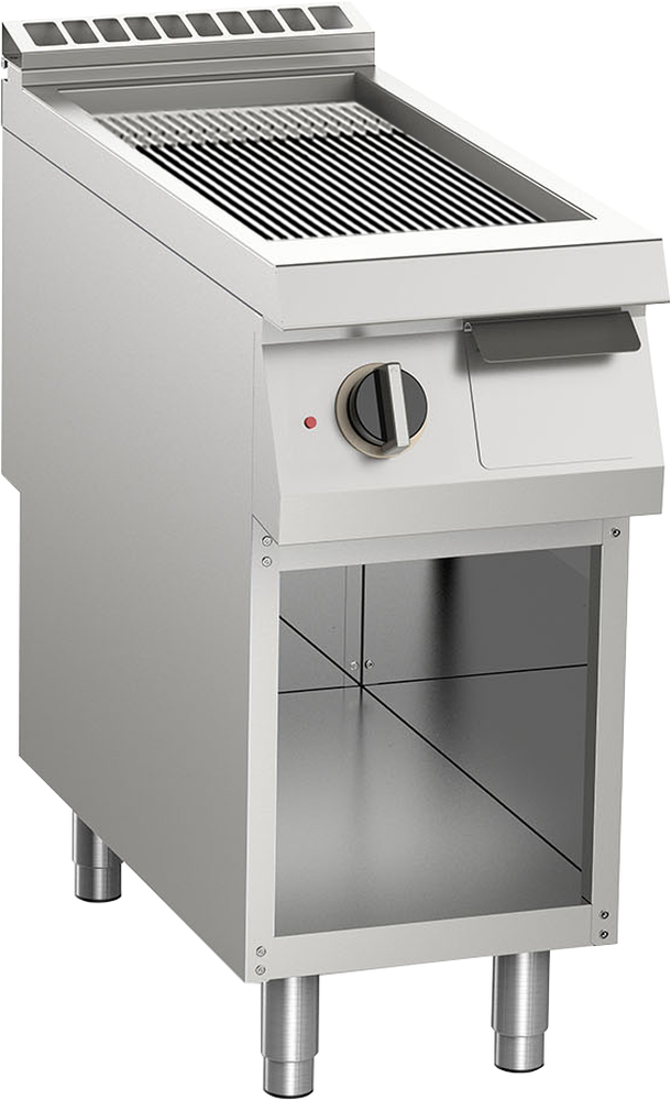 Elektro-Grillplatte gerillt verchromt 7,5 kW mit 1 Heizzone offener Unterbau