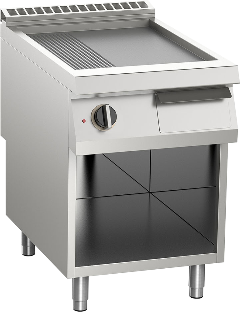 Gas-Grillplatte geteilt aus Edelstahl 10,5kW mit 2 Heizzonen offener Unterbau
