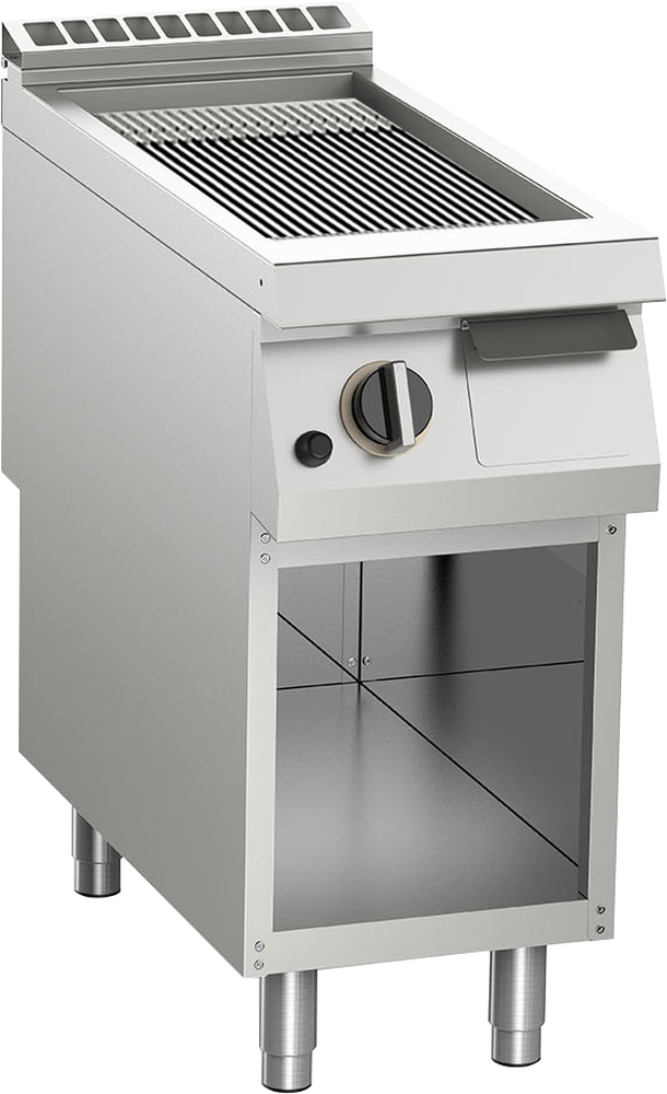 Gas-Grillplatte gerillt verchromt 10,5kW mit 1 Heizzone offener Unterbau
