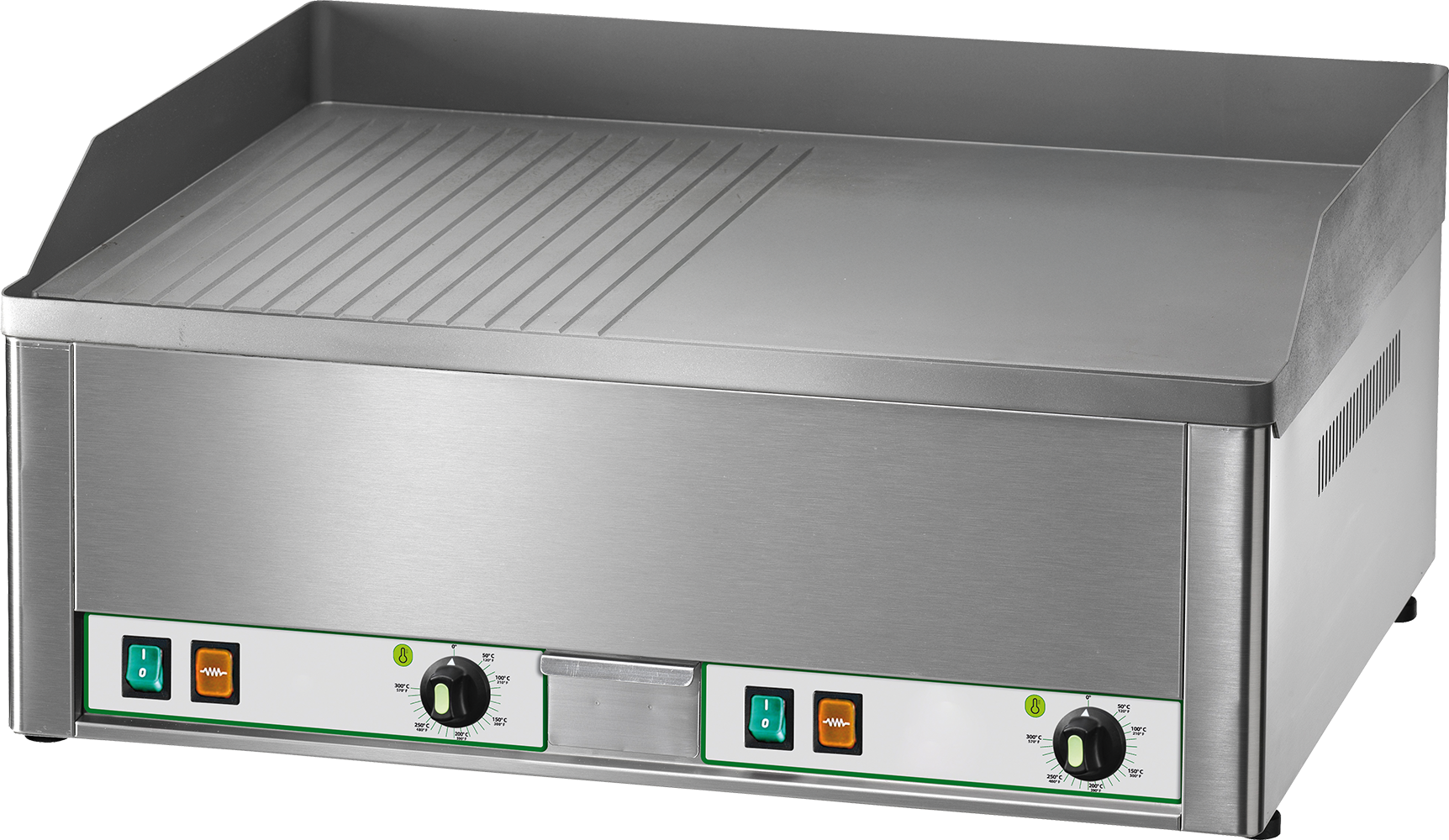 Elektro-Grillplatte 6kW 2 Heizzonen 1/2 glatt + 1/2 gerillt