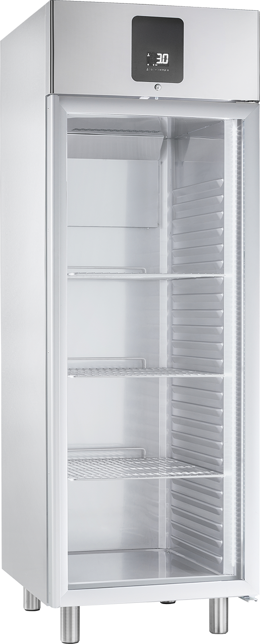 Edelstahl-Gewerbekühlschrank KU 722 G GN 2/1 mit Glastür