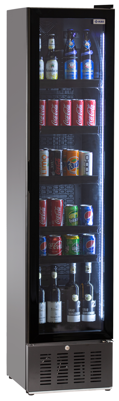Glastürkühlschrank KBS 316 G Slim schwarz