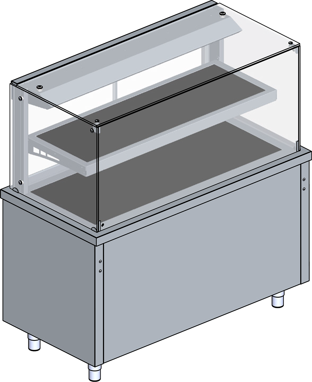 Vitrine mit Glaskeramik-Warmhalteplatte Modul 2 GN 1/1