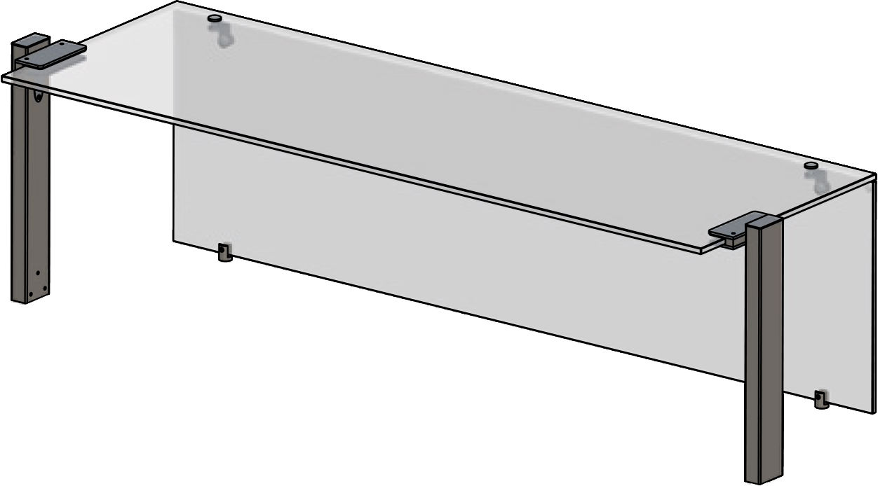 Hustenschutz Einzel- und Frontglas gerade Modul 4 GN 1/1