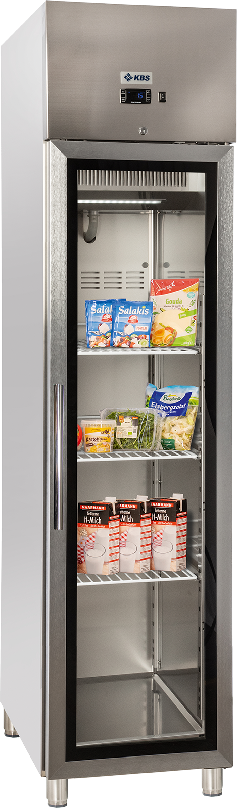 Edelstahl Gewerbekühlschrank mit Glastür KU 356 G