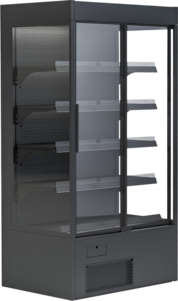 Wandkühlregal Variant 132 Black Line mit Glasschiebetüren