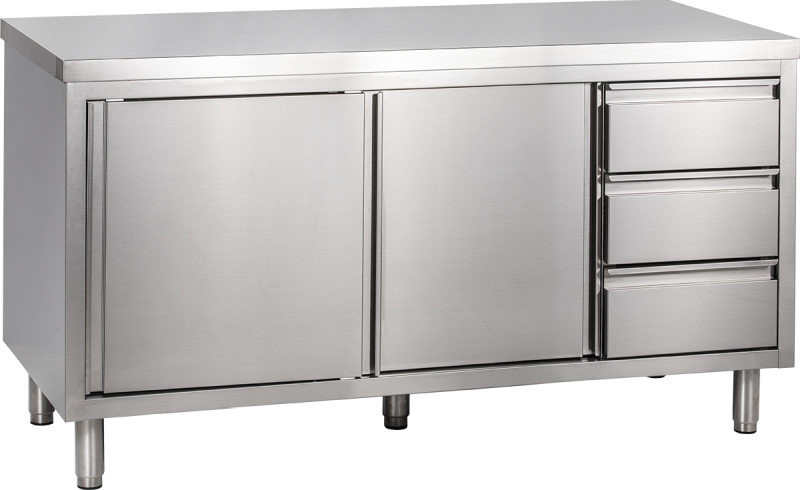 Arbeitsschrank mit Schiebetüren und Schubladenblock B 200cm x T 60cm