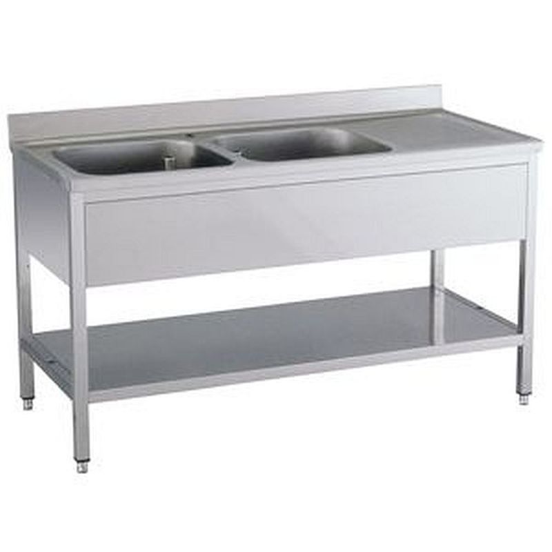 Spültisch 2 Becken links mit Aufkantung B 140cm