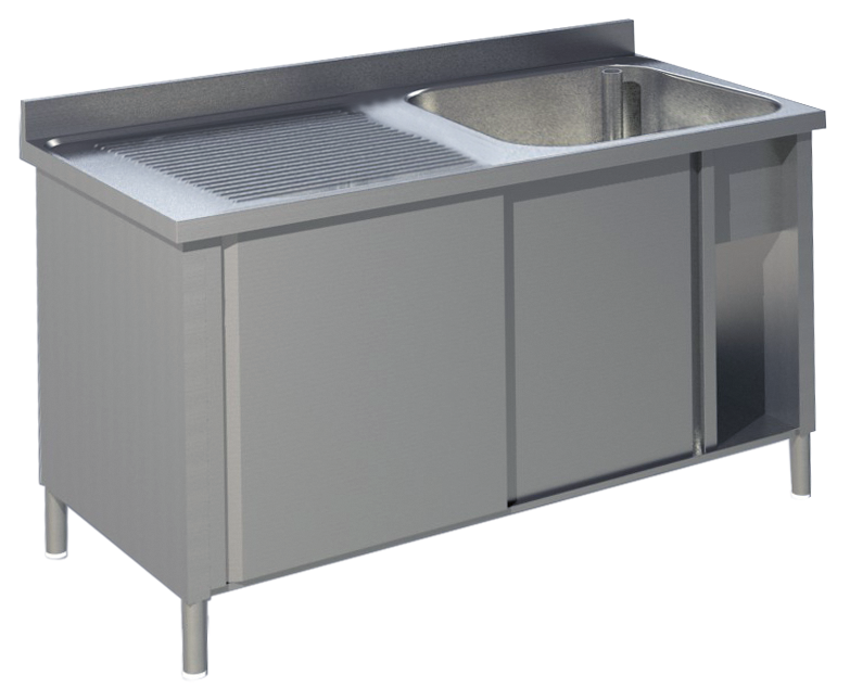 Spülschrank mit Schiebetüren B 120cm - Becken rechts