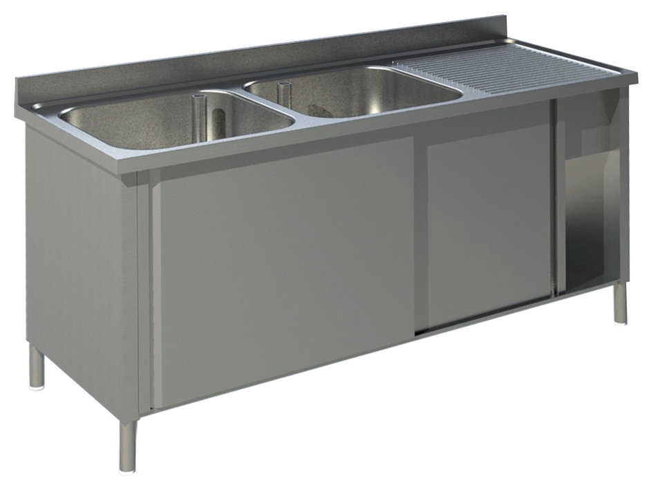 Spülschrank mit Schiebetüren B 160cm 2 - Becken links